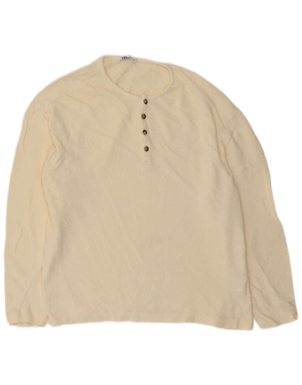 Zara Womens Blouse Top UK 18 XL Off White Cotton