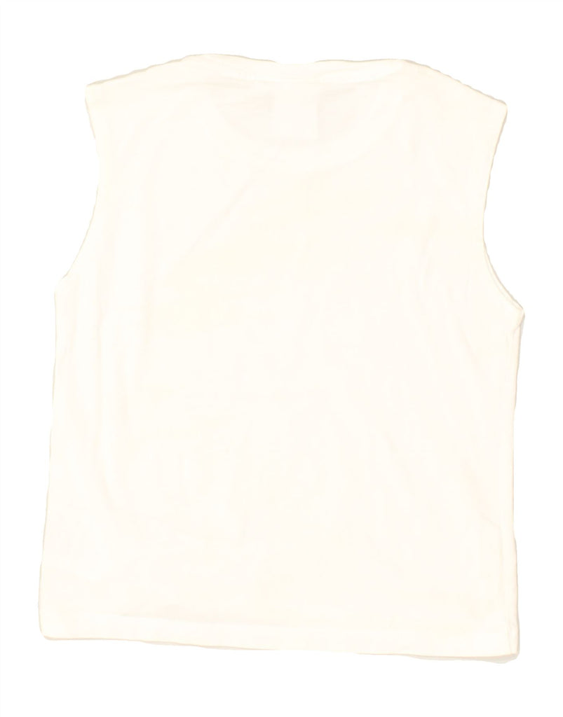 CHAMPION Girls Graphic Vest Top 9-10 Years Medium White Cotton | Vintage Champion | Thrift | Second-Hand Champion | Used Clothing | Messina Hembry 