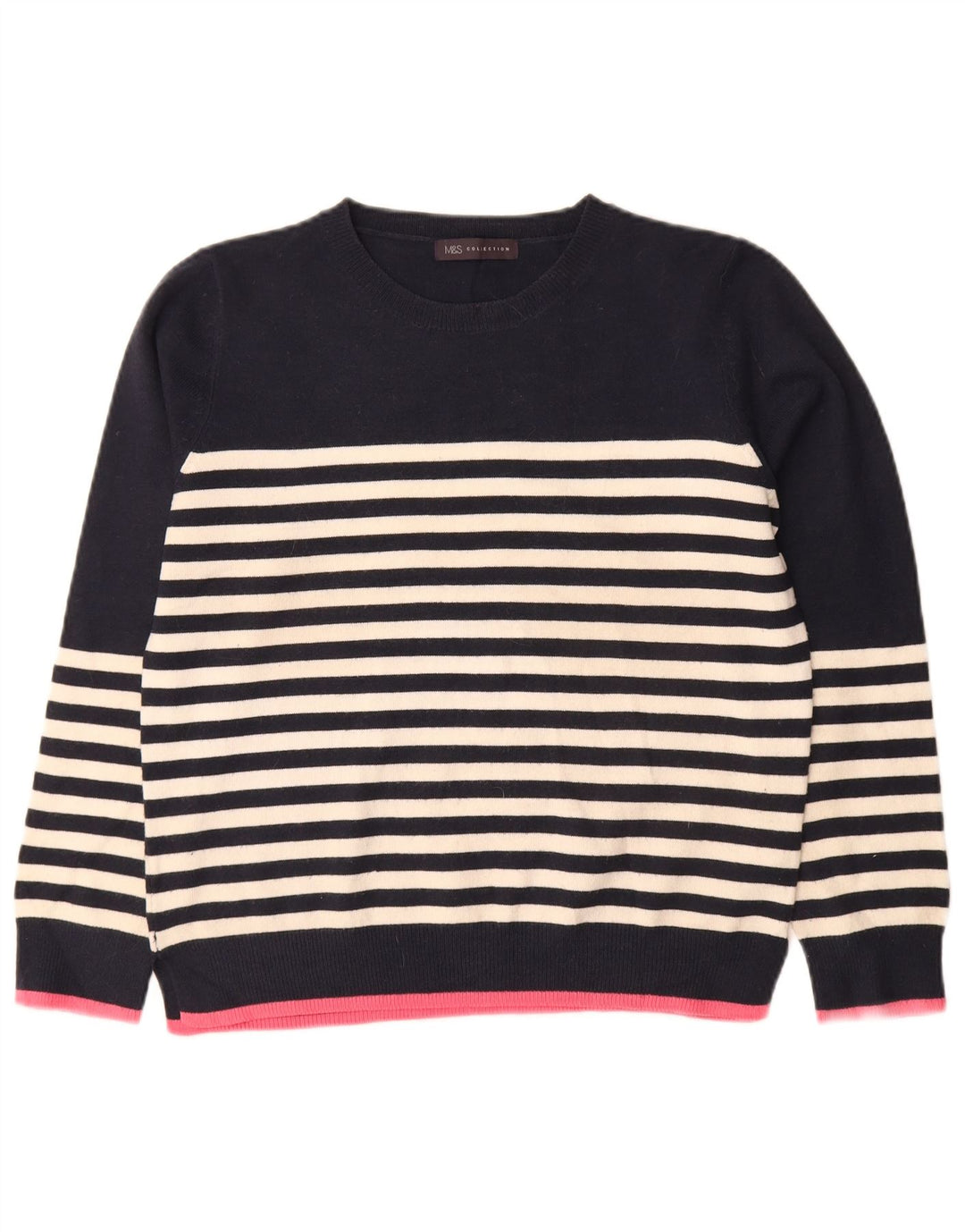 Marks & Spencer Womens Boat Neck Jumper Sweater UK 12 Medium Navy Blue