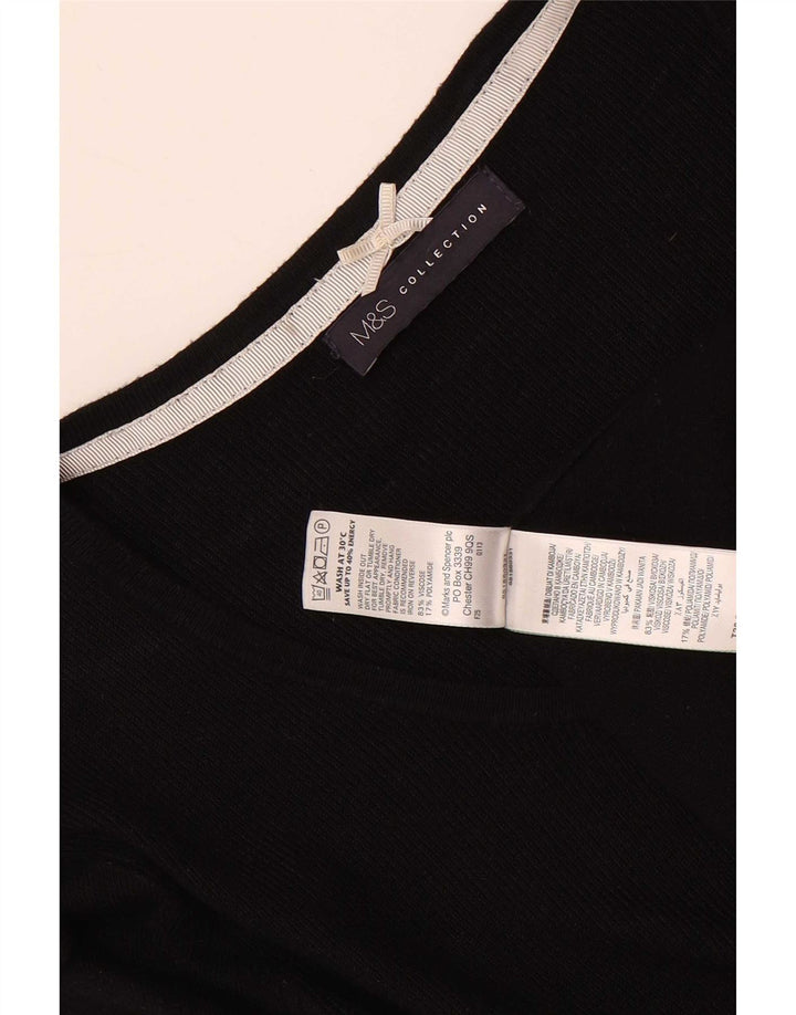Marks & Spencer Womens 3/4 Sleeve Tunic Top UK 14 Medium  Black Viscose