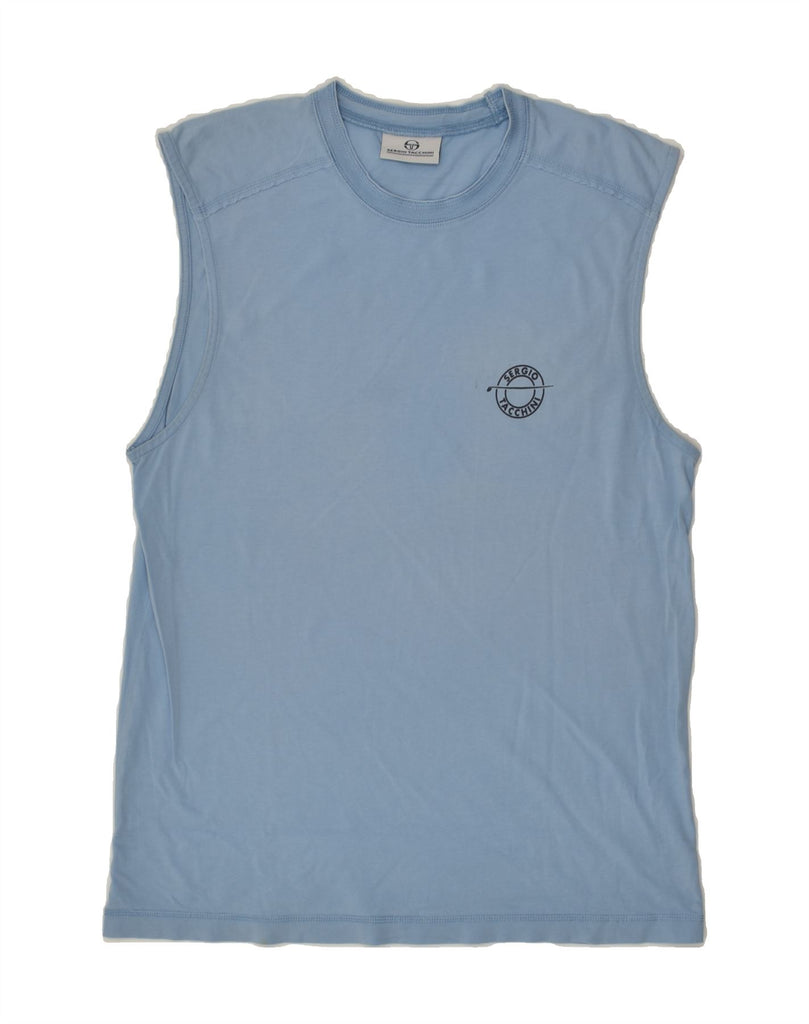 SERGIO TACCHINI Womens Vest Top UK 14 Large Blue Cotton Vintage Sergio Tacchini and Second-Hand Sergio Tacchini from Messina Hembry 