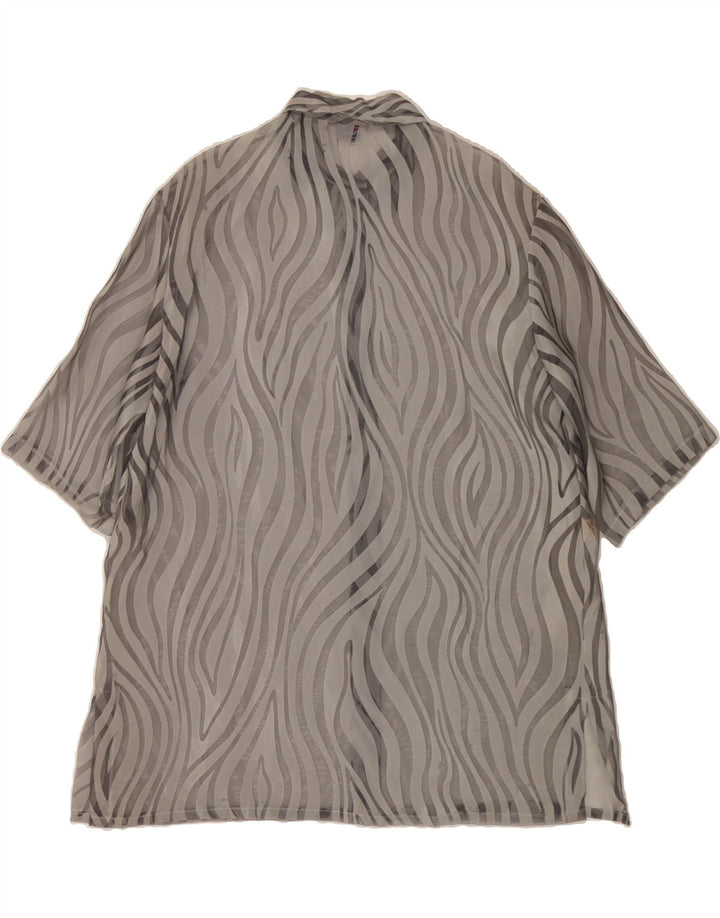 PRIMAVERA FIRENZE Womens Shirt Dress IT 46 Large Grey Striped Polyester Vintage Primavera Firenze and Second-Hand Primavera Firenze from Messina Hembry 