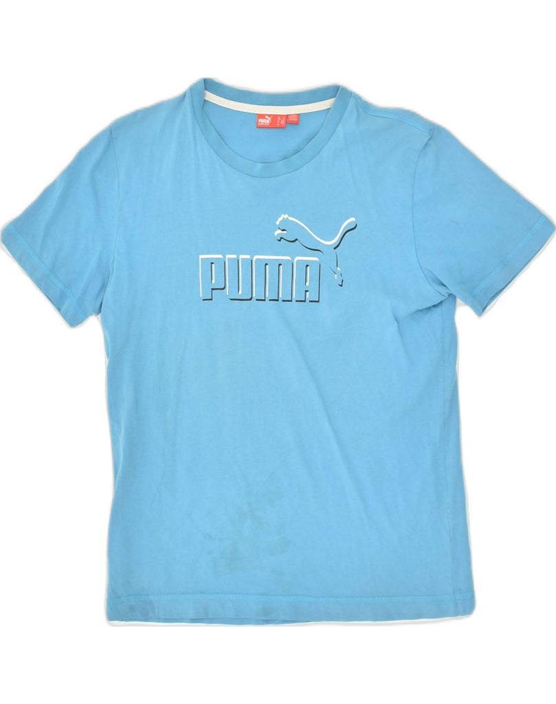 PUMA Mens Graphic T-Shirt Top Small Blue Cotton | Vintage Puma | Thrift | Second-Hand Puma | Used Clothing | Messina Hembry 