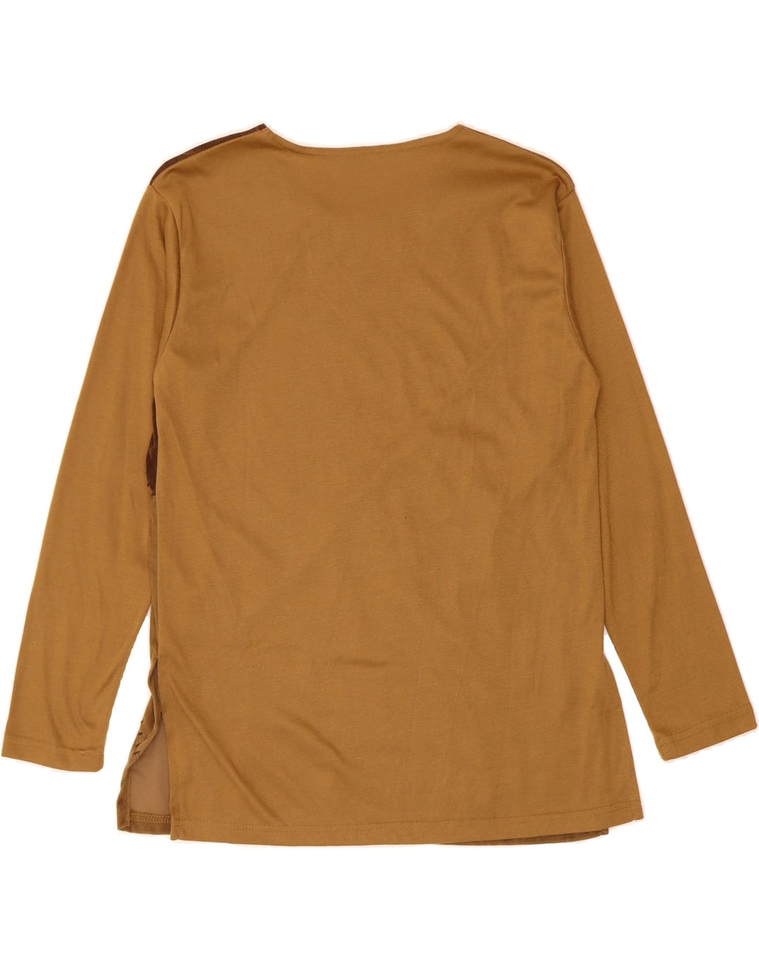VINTAGE Womens Top Long Sleeve UK 16 Large Brown Colourblock Vintage Vintage and Second-Hand Vintage from Messina Hembry 