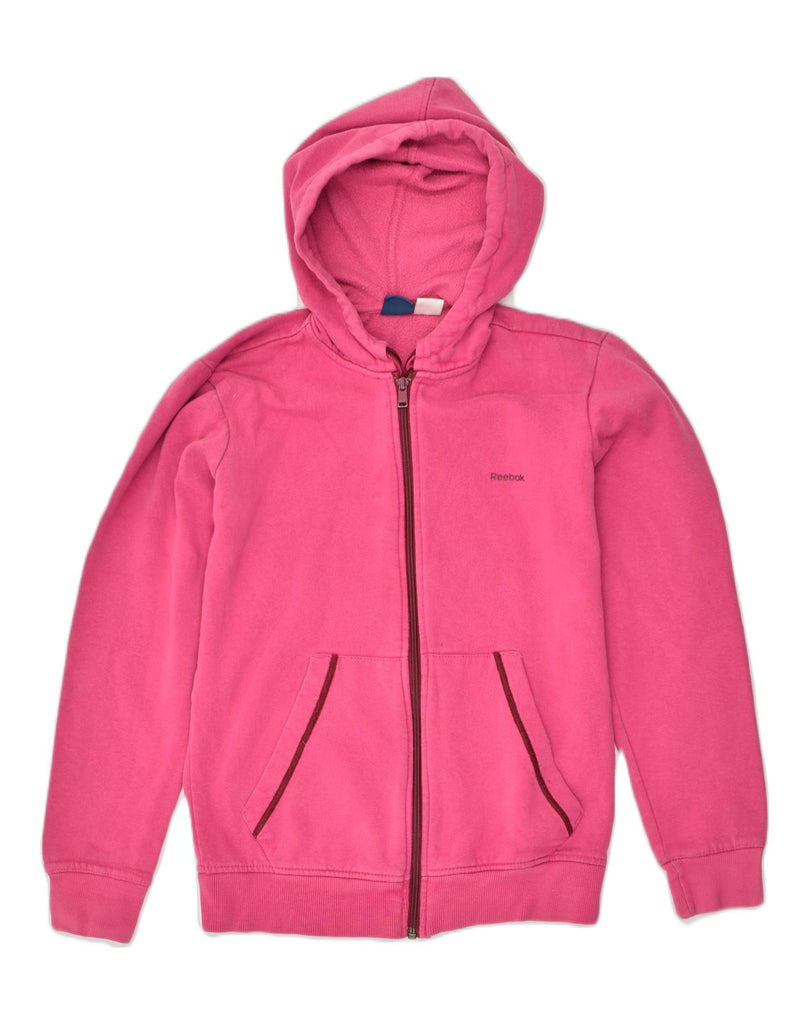 REEBOK Womens Zip Hoodie Sweater UK 10 Small Pink Cotton | Vintage Reebok | Thrift | Second-Hand Reebok | Used Clothing | Messina Hembry 