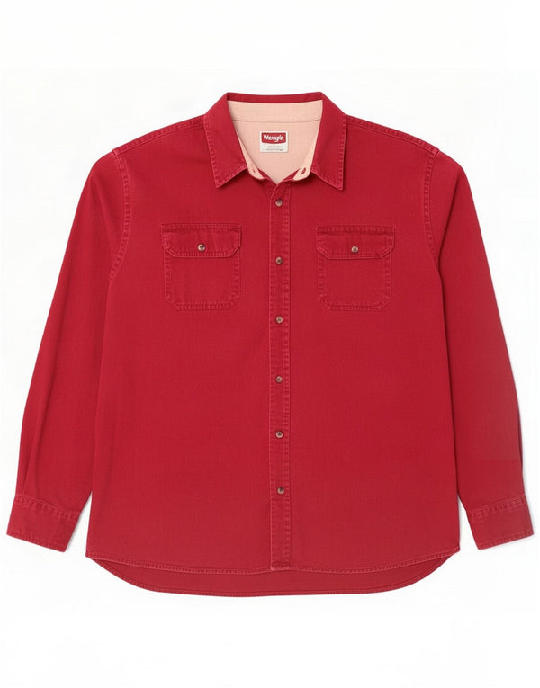 Wrangler Mens Denim Shirt XL Red Cotton