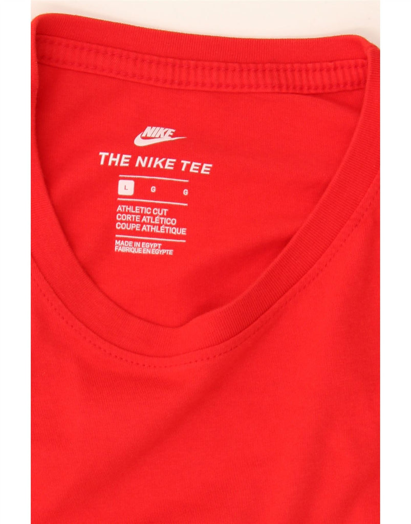 NIKE Mens Athletic Cut Graphic T-Shirt Top Large Red Cotton Vintage Nike and Second-Hand Nike from Messina Hembry 