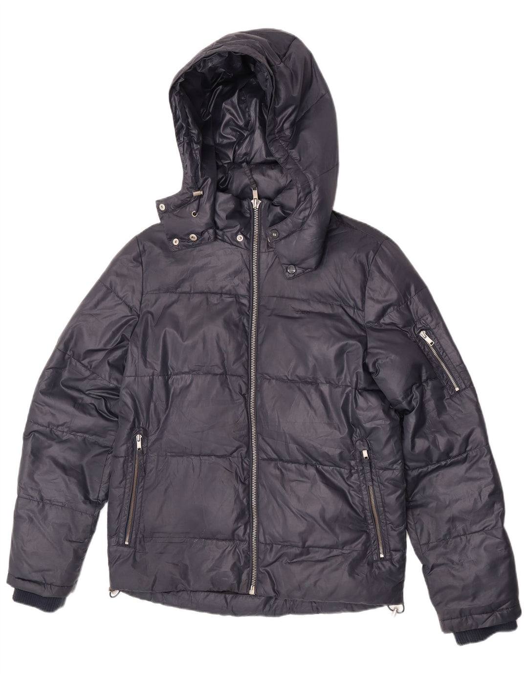 Lee Mens Hooded Padded Jacket UK 36 Small Navy Blue Polyester