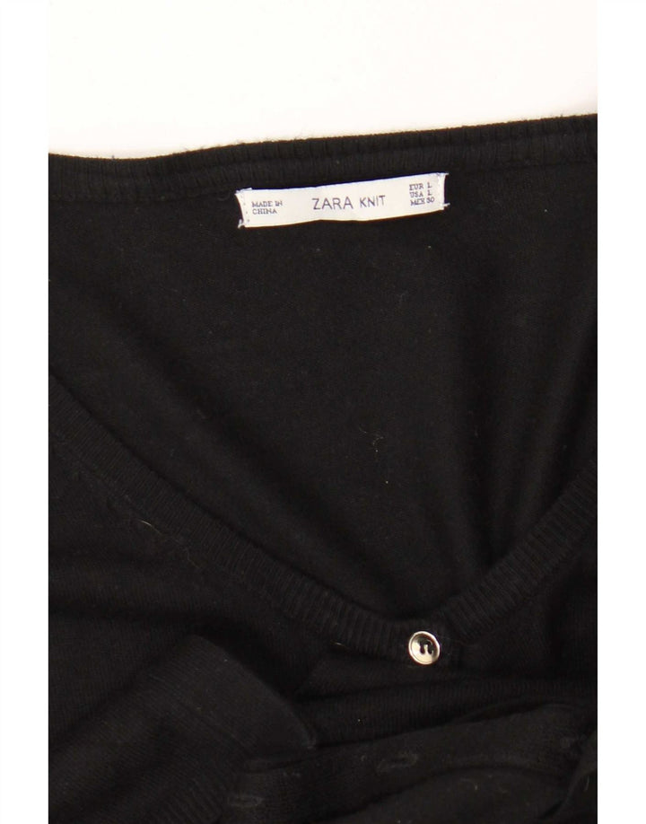Zara Womens Cardigan Sweater UK 16 Large Black