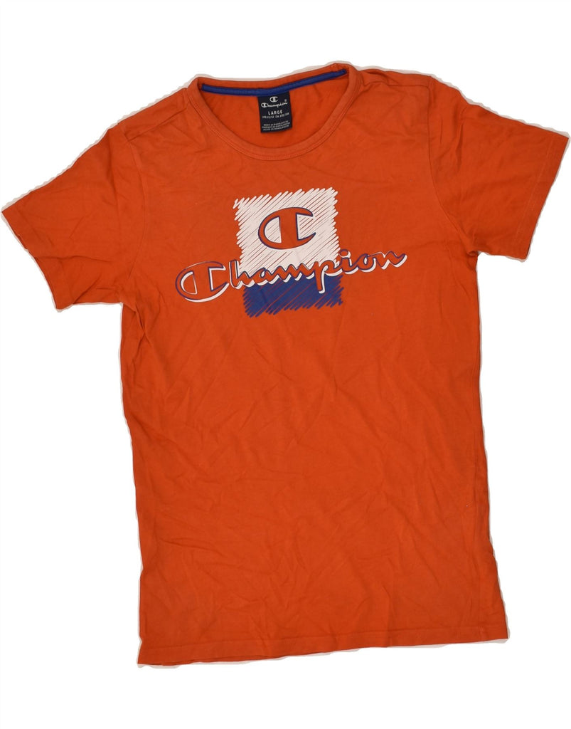 CHAMPION Boys Graphic T-Shirt Top 11-12 Years Large Orange Cotton | Vintage Champion | Thrift | Second-Hand Champion | Used Clothing | Messina Hembry 