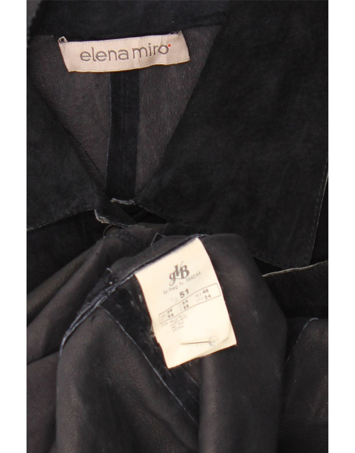 ELENA MIRO Womens Suede Overcoat UK 26 5XL Navy Blue Leather Vintage ELENA MIRO and Second-Hand ELENA MIRO from Messina Hembry 