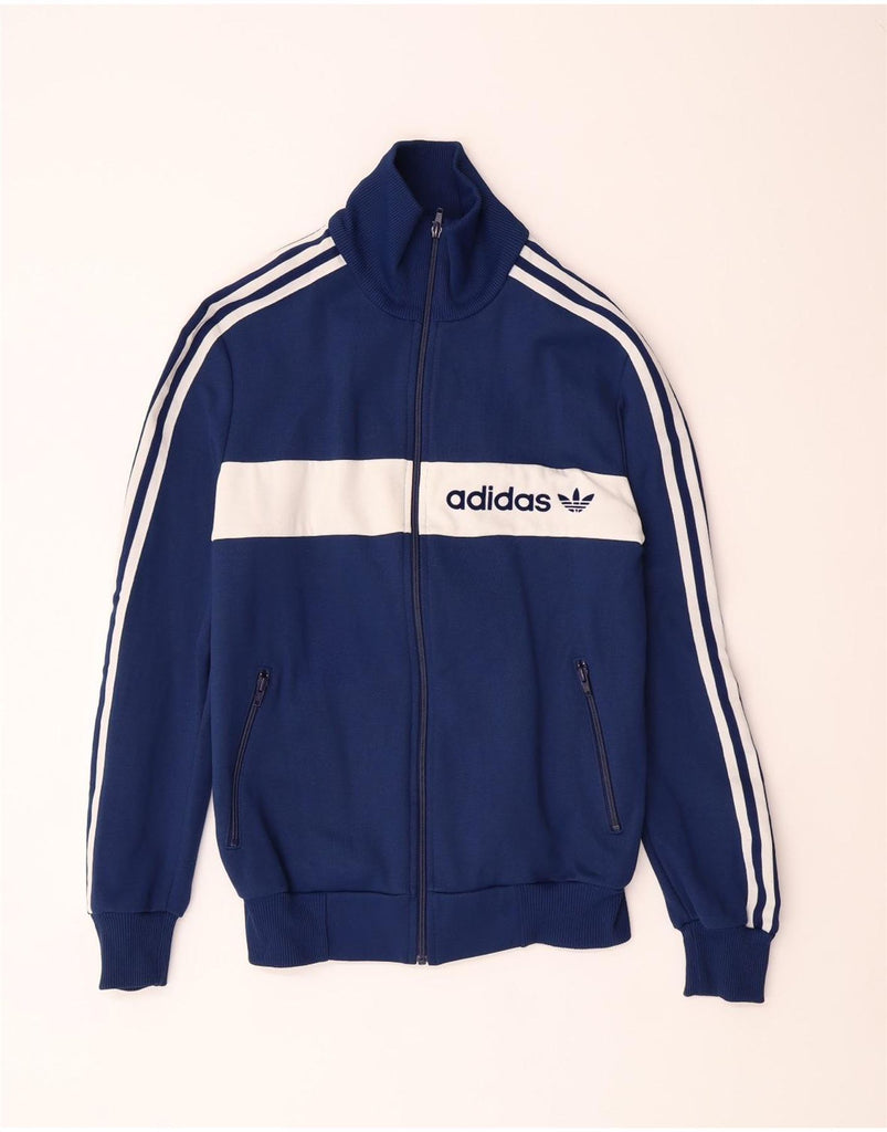 ADIDAS Mens Graphic Tracksuit Top Jacket Medium Blue Colourblock Cotton Vintage Adidas and Second-Hand Adidas from Messina Hembry 