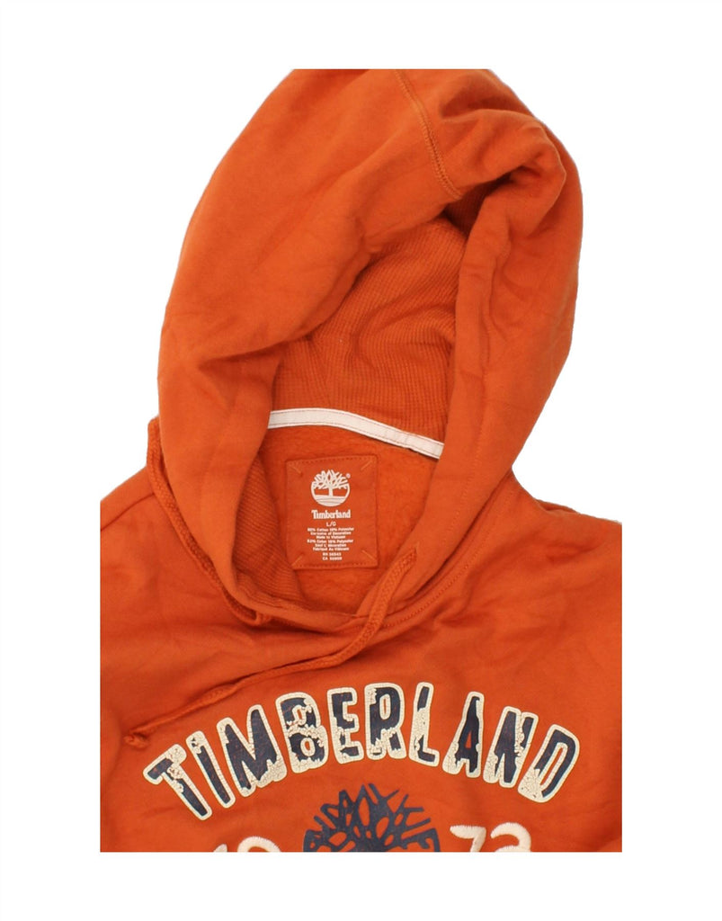 TIMBERLAND Mens Graphic Hoodie Jumper Large Orange Cotton | Vintage Timberland | Thrift | Second-Hand Timberland | Used Clothing | Messina Hembry 