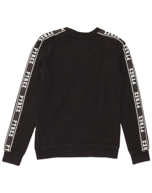 Pyrex Womens Graphic Sweatshirt Jumper UK 6 XS Black Cotton