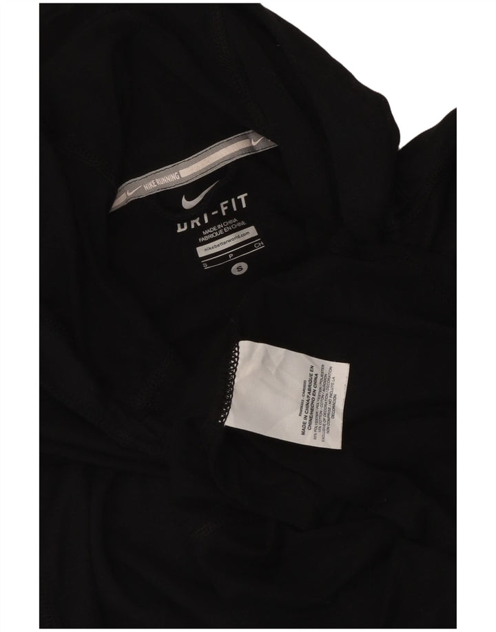 Nike Womens Dri Fit Hooded T-Shirt Top UK 10 Small Black Polyester
