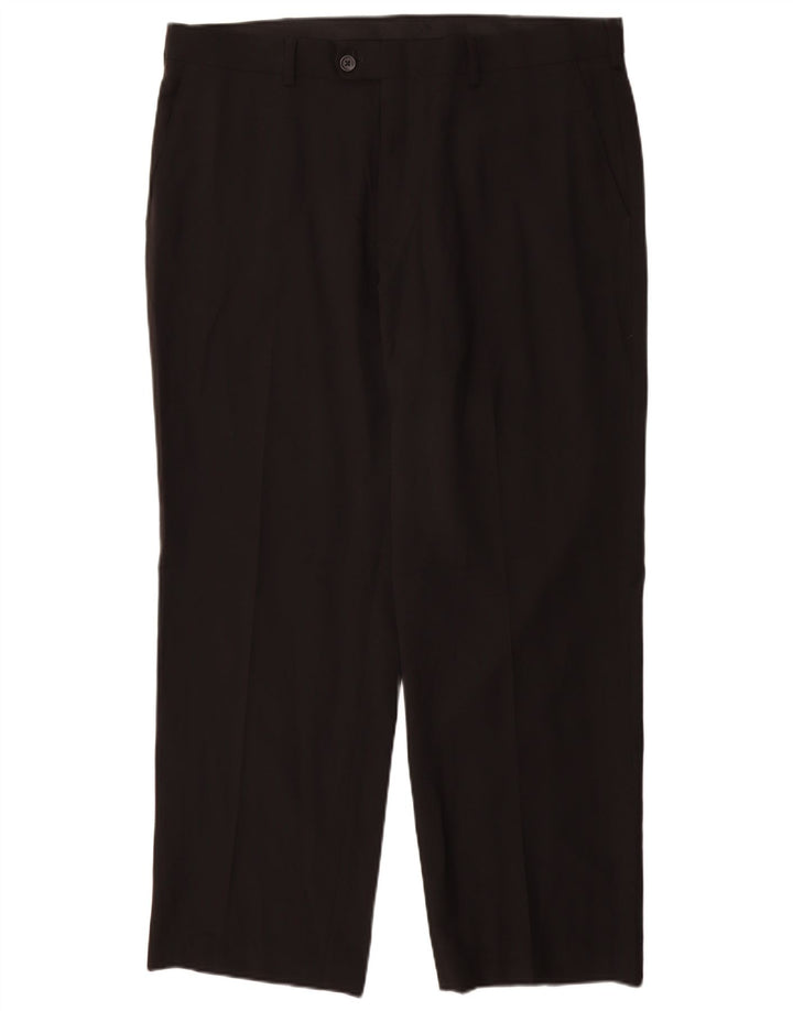 IZOD Mens Straight Suit Trousers W38 L30 Black Polyester