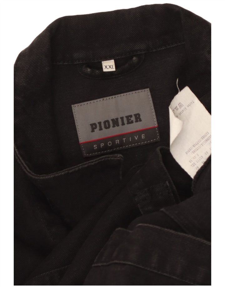 Pionier Mens Denim Jacket UK 44 2XL Black Cotton