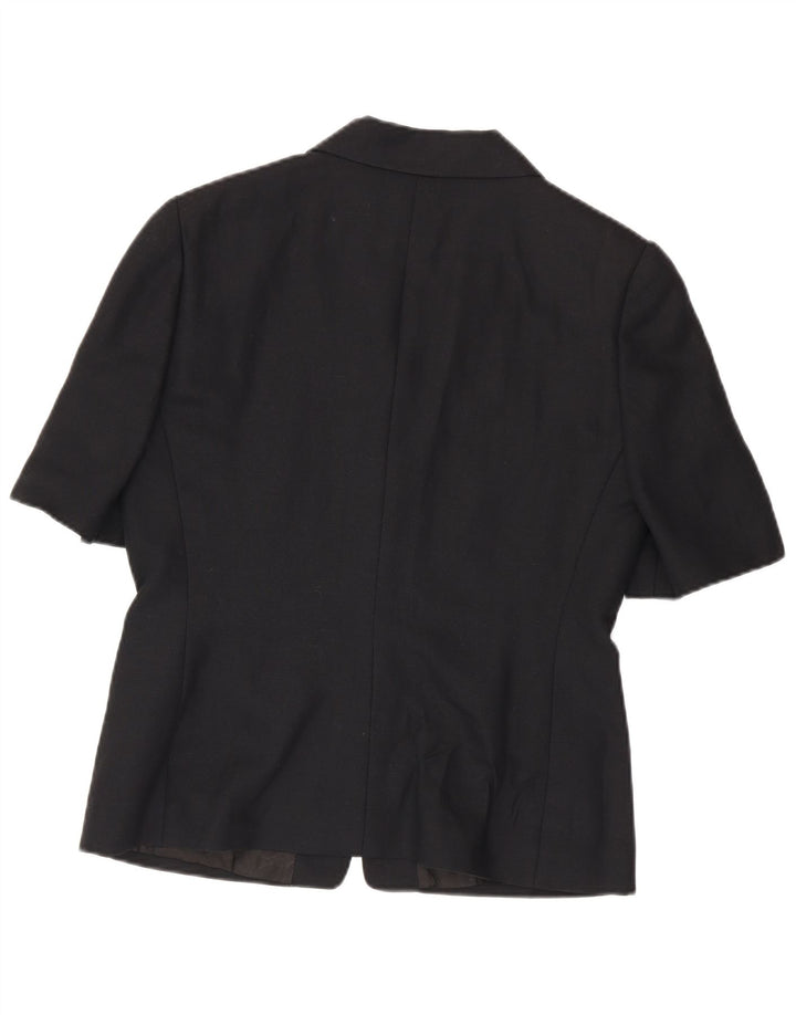 Luisa Spagnoli Womens 5 Button Short Sleeve Blazer Jacket IT 40 Small Black