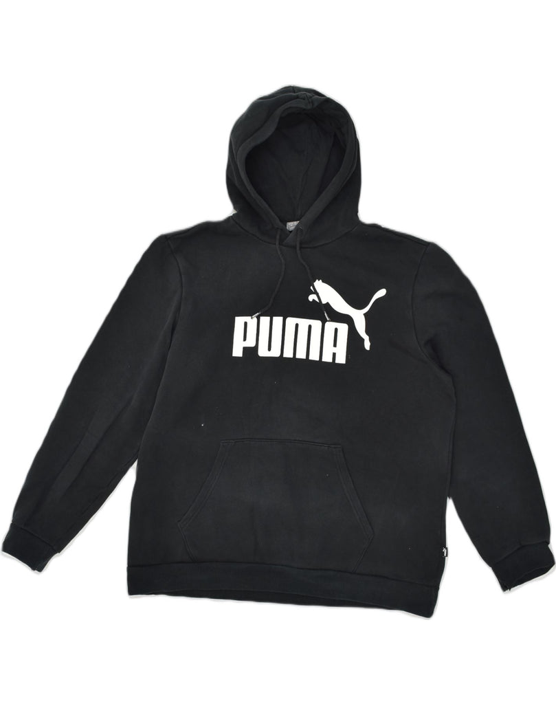 PUMA Mens Graphic Hoodie Jumper XL Black Cotton | Vintage Puma | Thrift | Second-Hand Puma | Used Clothing | Messina Hembry 