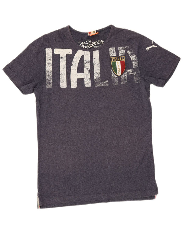 Puma Mens Italia Graphic T-Shirt Top Medium Navy Blue