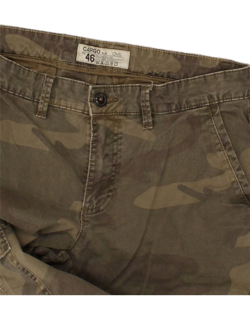 OVS Mens Slim Cargo Trousers IT 46 Small W29 L32 Khaki Camouflage Cotton | Vintage OVS | Thrift | Second-Hand OVS | Used Clothing | Messina Hembry 