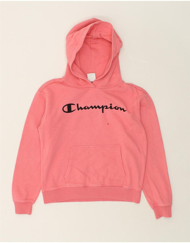 CHAMPION Girls Graphic Hoodie Jumper 13-14 Years XL Pink | Vintage Champion | Thrift | Second-Hand Champion | Used Clothing | Messina Hembry 