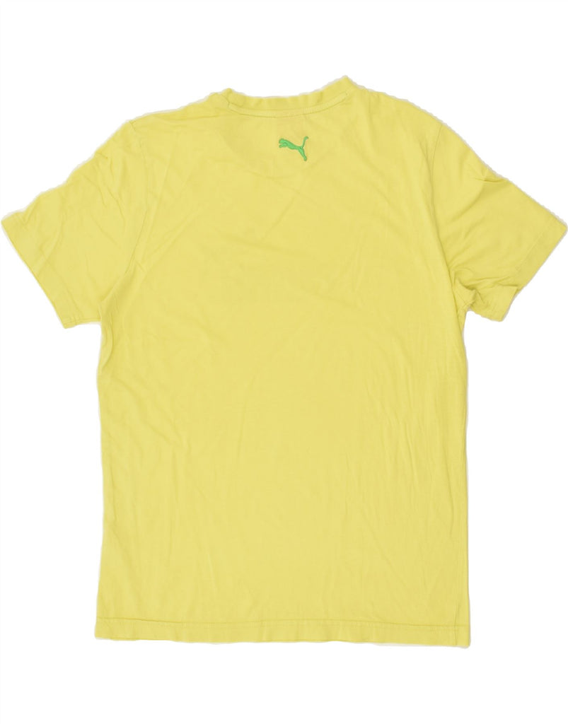 PUMA Mens Graphic T-Shirt Top Small Yellow | Vintage Puma | Thrift | Second-Hand Puma | Used Clothing | Messina Hembry 