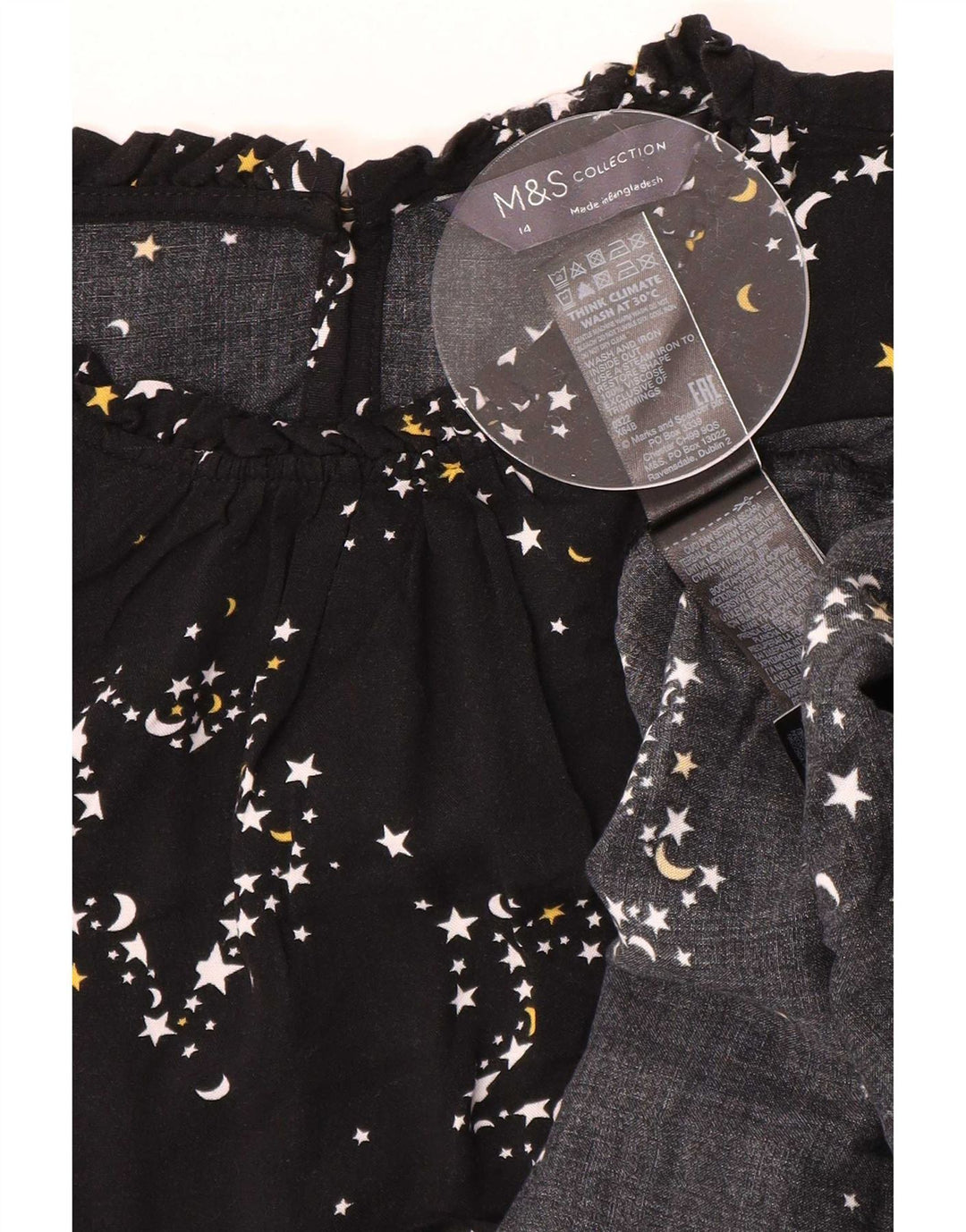 Marks & Spencer Womens Abstract Pattern Blouse Top UK 14 Large Black