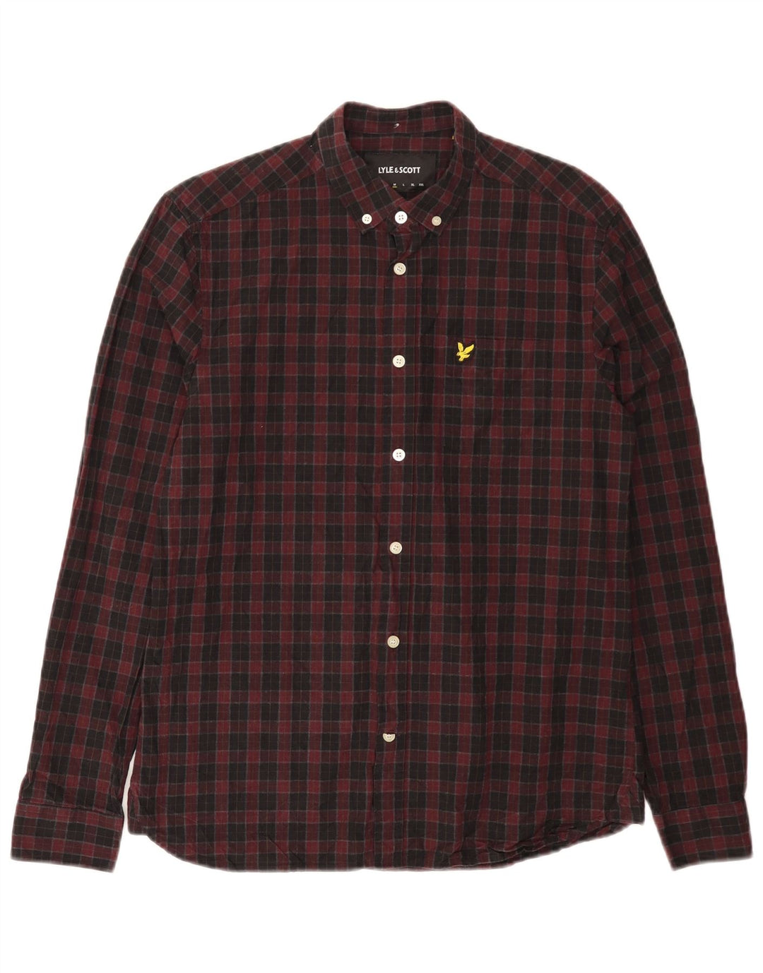 LYLE & SCOTT Mens Shirt Medium Burgundy Check