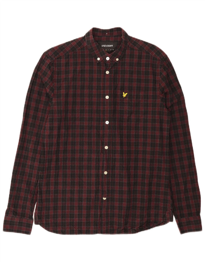 LYLE & SCOTT Mens Shirt Medium Burgundy Check