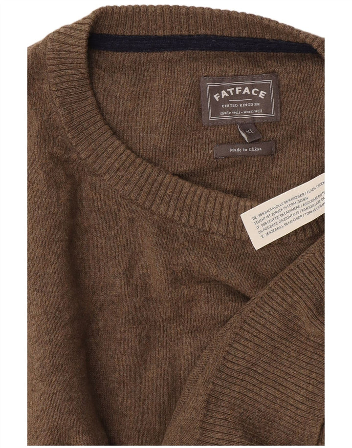 Fat Face Mens Crew Neck Jumper Sweater XL Beige Cotton
