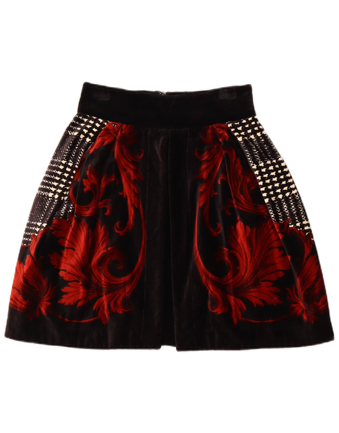 BYBLOS Womens Velvet A-Line Skirt IT 42 Medium W28  Black Floral Cotton