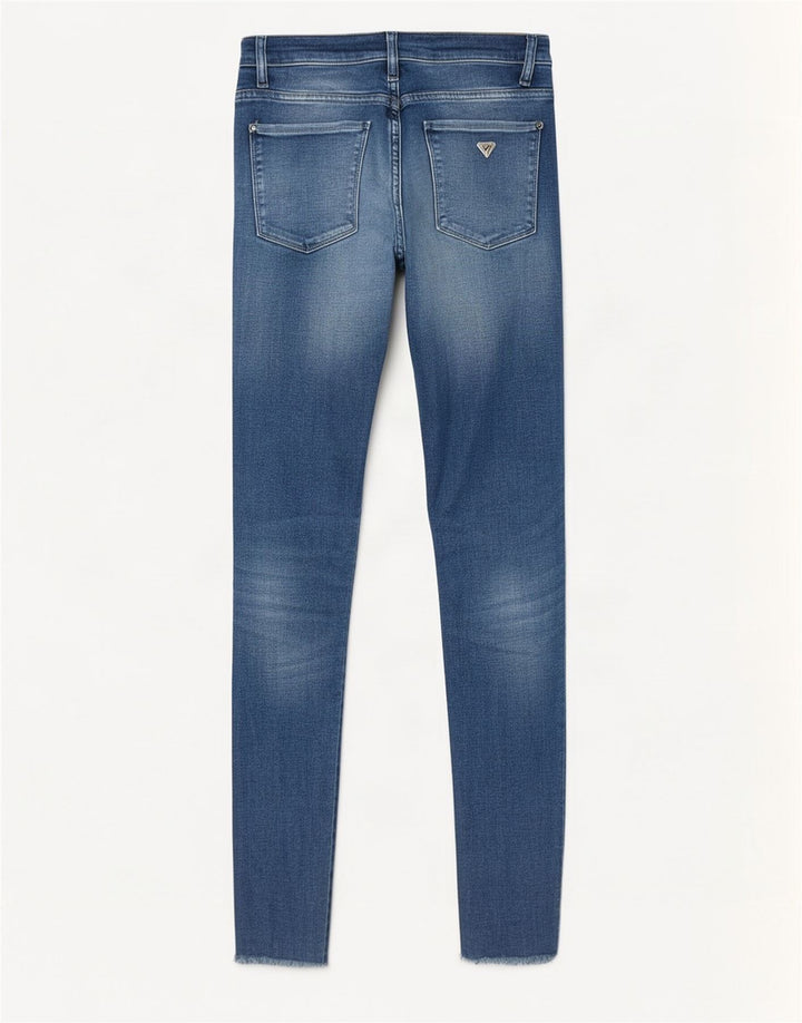Guess Womens Distressed Skinny Jeans W24 L30 Blue Cotton