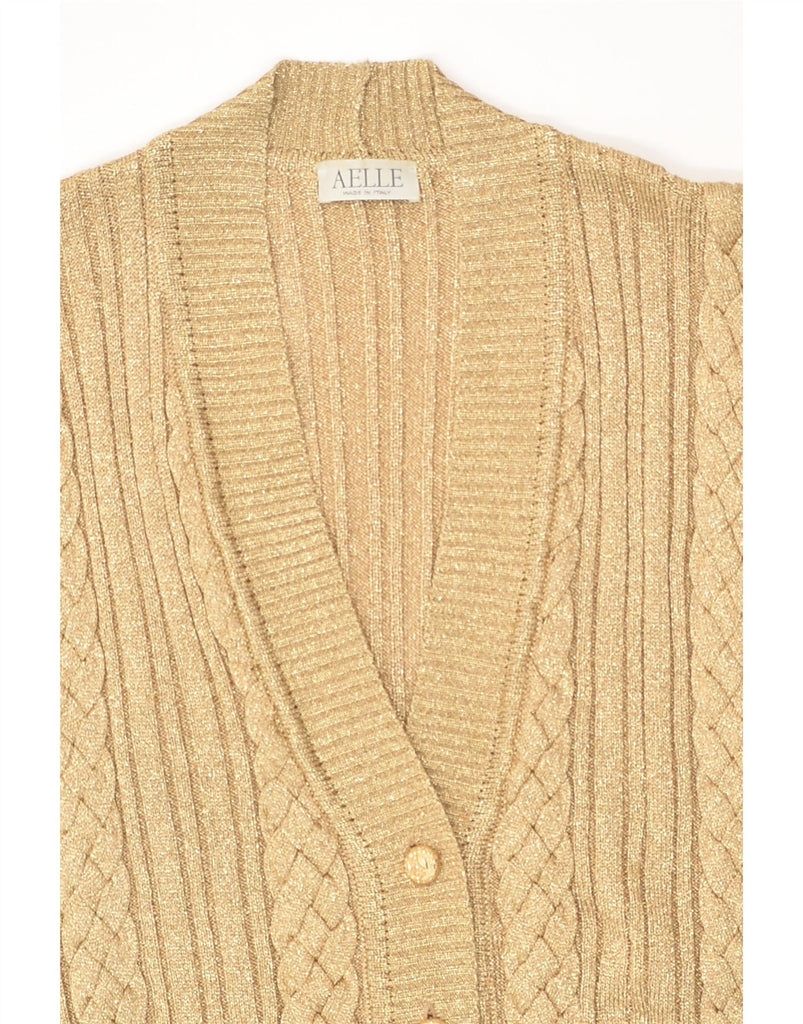 VINTAGE Womens 3/4 Sleeve Cardigan Sweater UK 20 2XL Gold Polyester | Vintage Vintage | Thrift | Second-Hand Vintage | Used Clothing | Messina Hembry 