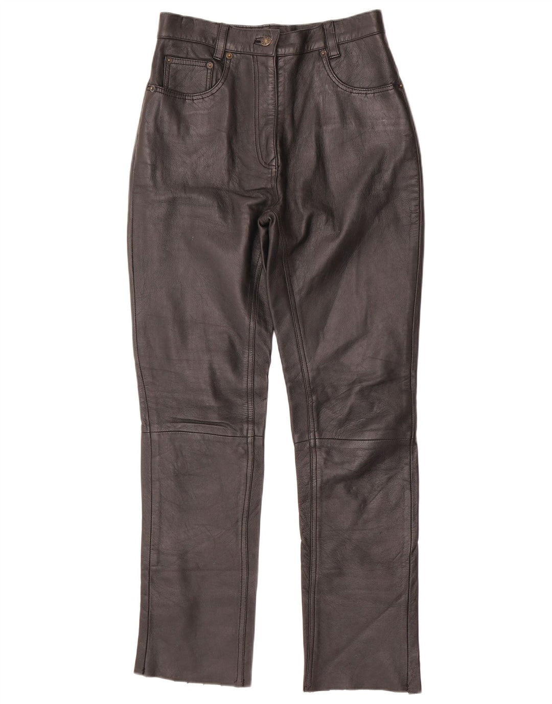 VINTAGE Womens Slim Leather Trousers W28 L30 Black