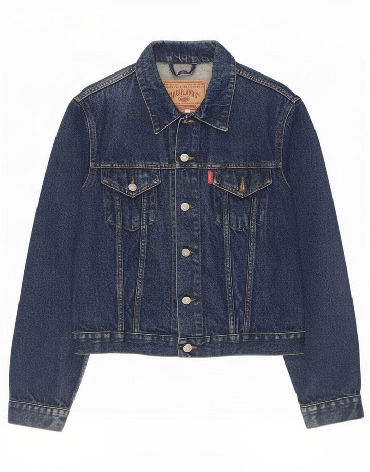 Highlands Womens Denim Jacket UK 14 Large Blue Cotton