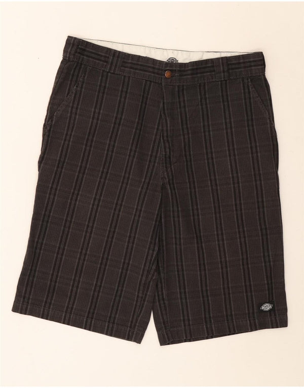 Dickies Mens Cargo Shorts W34 Large Black Check Cotton