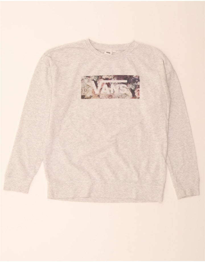 VANS Womens Graphic Sweatshirt Jumper UK 10 Small Grey Cotton Vintage Vans and Second-Hand Vans from Messina Hembry 