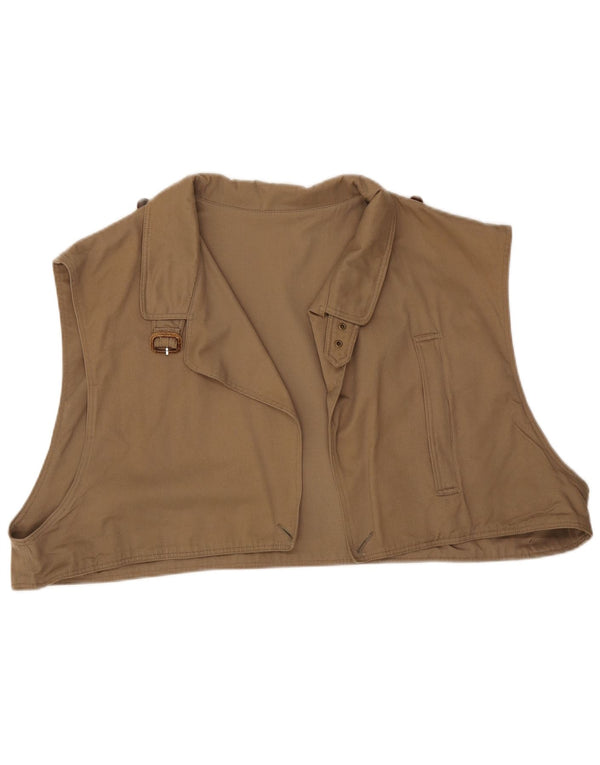 Vintage Womens Crop Liner Waistcoat UK 22 3XL Beige