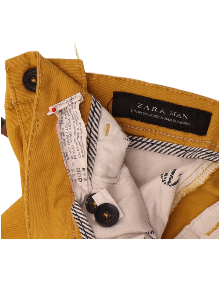 Zara Mens Chino Shorts EU 38 Small W30  Yellow Cotton