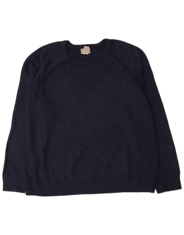 L.L.Bean Mens Crew Neck Jumper Sweater 2XL Navy Blue Cotton