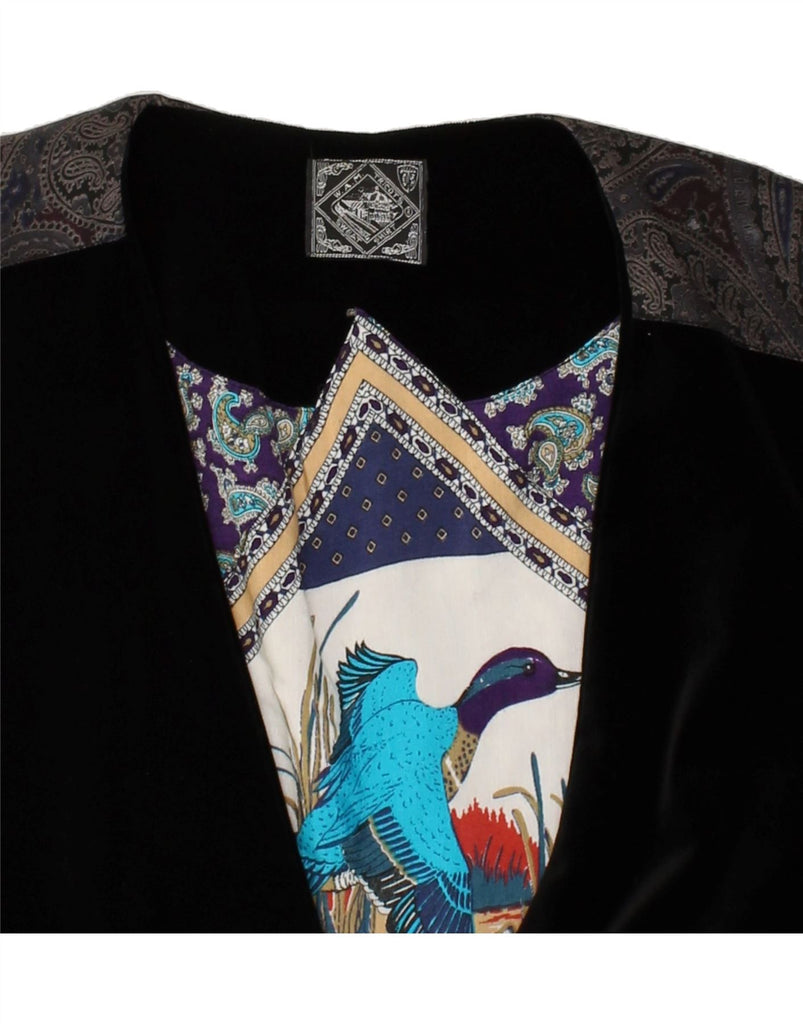 VINTAGE Mens Waistcoat Small Black Paisley Cotton | Vintage Vintage | Thrift | Second-Hand Vintage | Used Clothing | Messina Hembry 