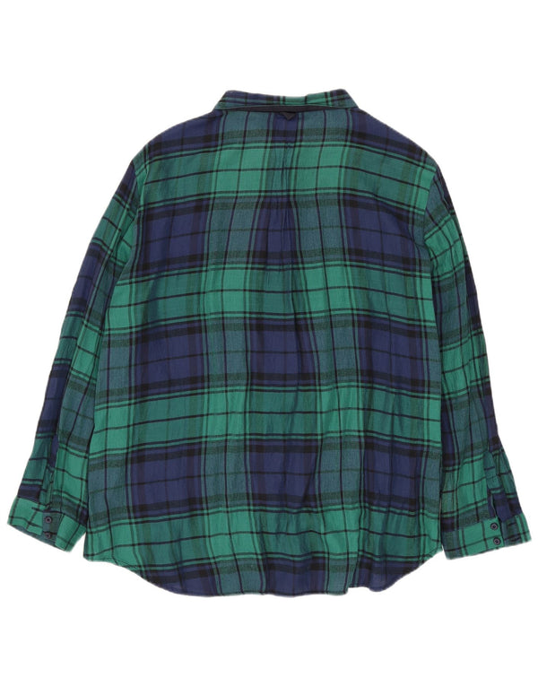 Zara Womens Flannel Shirt UK 16 Large Green Check
