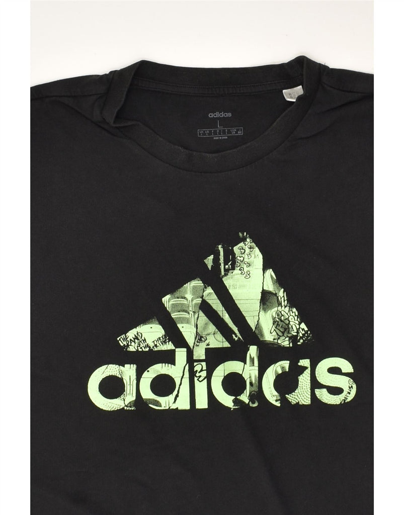 ADIDAS Mens Graphic T-Shirt Top Large Black | Vintage Adidas | Thrift | Second-Hand Adidas | Used Clothing | Messina Hembry 