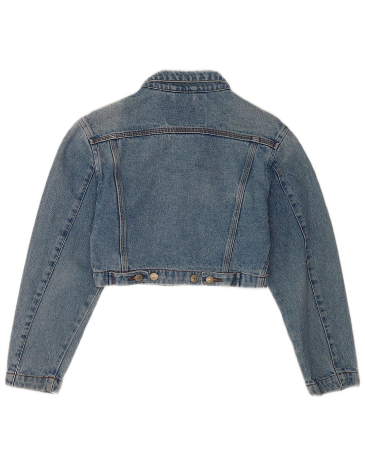 Vintage Womens Crop Denim Jacket UK 10 Small Blue Cotton