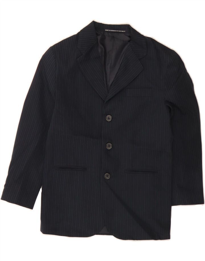 DOCKERS Boys 3 Button Blazer Jacket 7-8 Years Navy Blue Striped Polyester Vintage Dockers and Second-Hand Dockers from Messina Hembry 