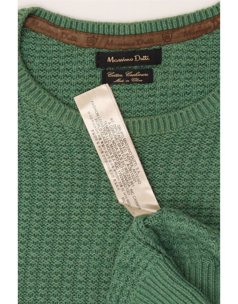 MASSIMO DUTTI Mens Crew Neck Jumper Sweater Medium Green Cotton Vintage Massimo Dutti and Second-Hand Massimo Dutti from Messina Hembry 