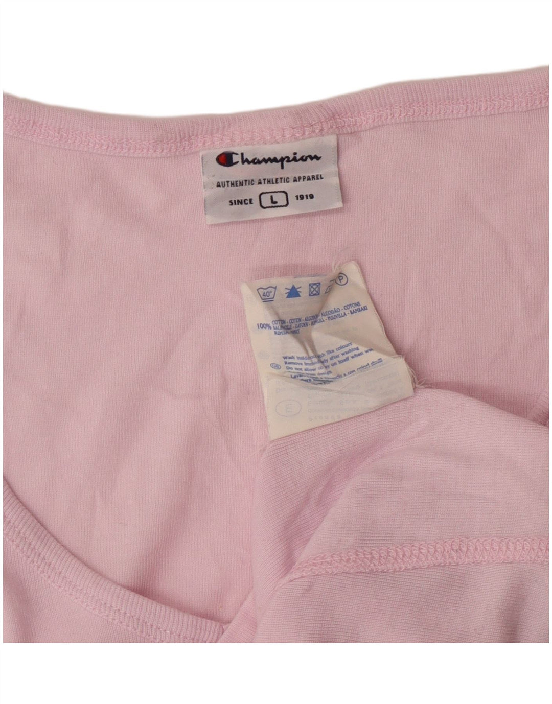 CHAMPION Womens T-Shirt Top UK 14 Large Pink Cotton