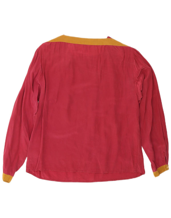 REINE SEIDE Womens Long Sleeve Blouse Top EU 40 Medium Burgundy Silk