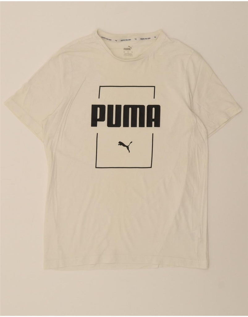 PUMA Mens Graphic T-Shirt Top Medium White Cotton Vintage Puma and Second-Hand Puma from Messina Hembry 